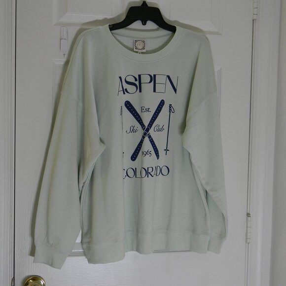 Truself Mint Green Sweatshirt Aspen Colorado Sz 2X NWT - Picture 1 of 4